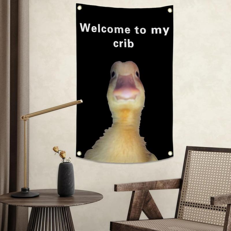 Welcome to My Crib Letter & Duck PatternTapestry,  The Ultimate Humor-Infused Wall Art!  Liven Up Your Living Room, Bedroom, or Yard with This Summer's Must-Have Decor. Perfect for Seasonal Gifting!  Home Decor, Summer Gift Lightweight Decoration