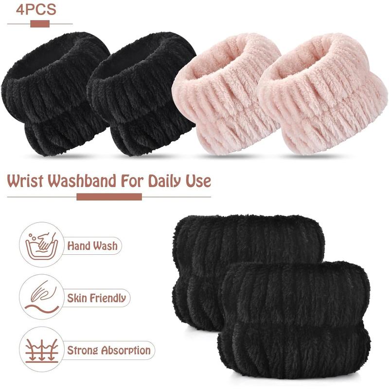 4 count Wrist Bands for Washing Face, Arm Wrist Towels for Washing Face, Spa Face Washing Wristbands, Absorbent Wris Bands Face Wash Wristbands