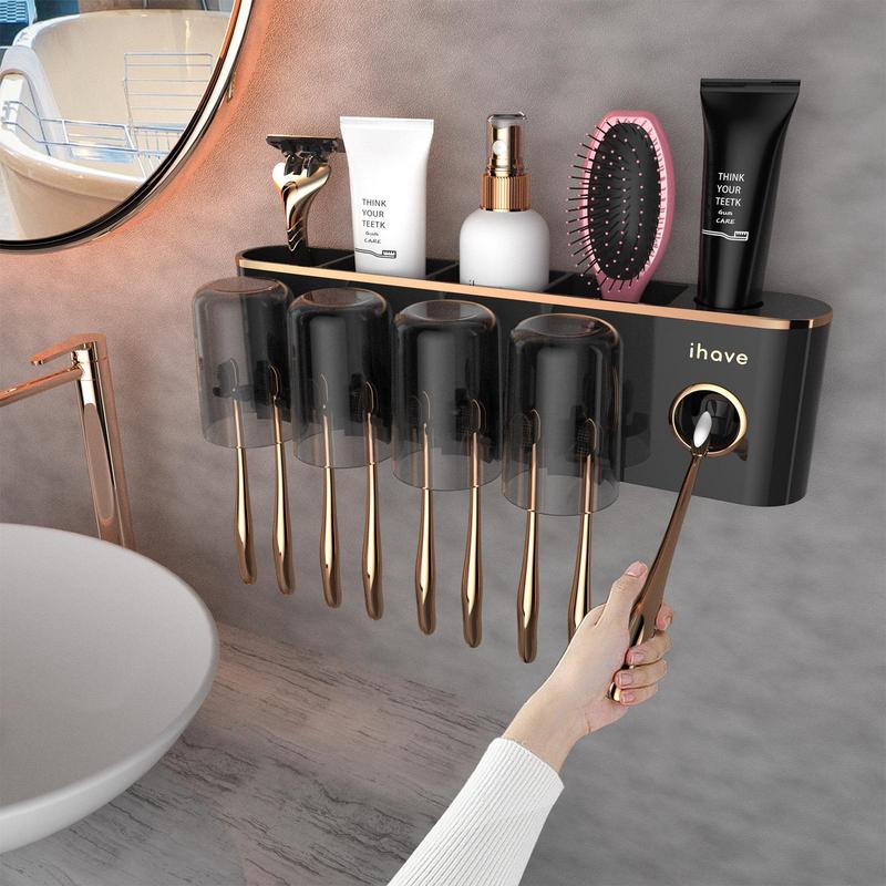 Wall Mounted Toothbrush Holder, Multifunctional Bathroom Storage Wall Hanger, Home Essentials Organizer, Toothbrush Toothpaste Storage Box, Bathroom Accessories, Summer Gift Ideas