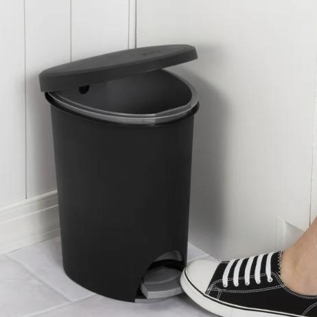 2.6 Gallon Ultra Step On Bathroom Trash Can - Black