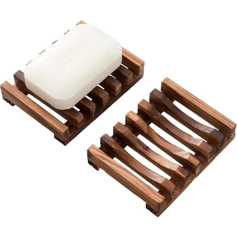 Wooden Soap Dish for Shower,Set of 2 Shower Soap Holder,Self draining Bar Soap Holder for Bathroom, Soap Saver Soap Tray Soap Stand for Homemade Soap,