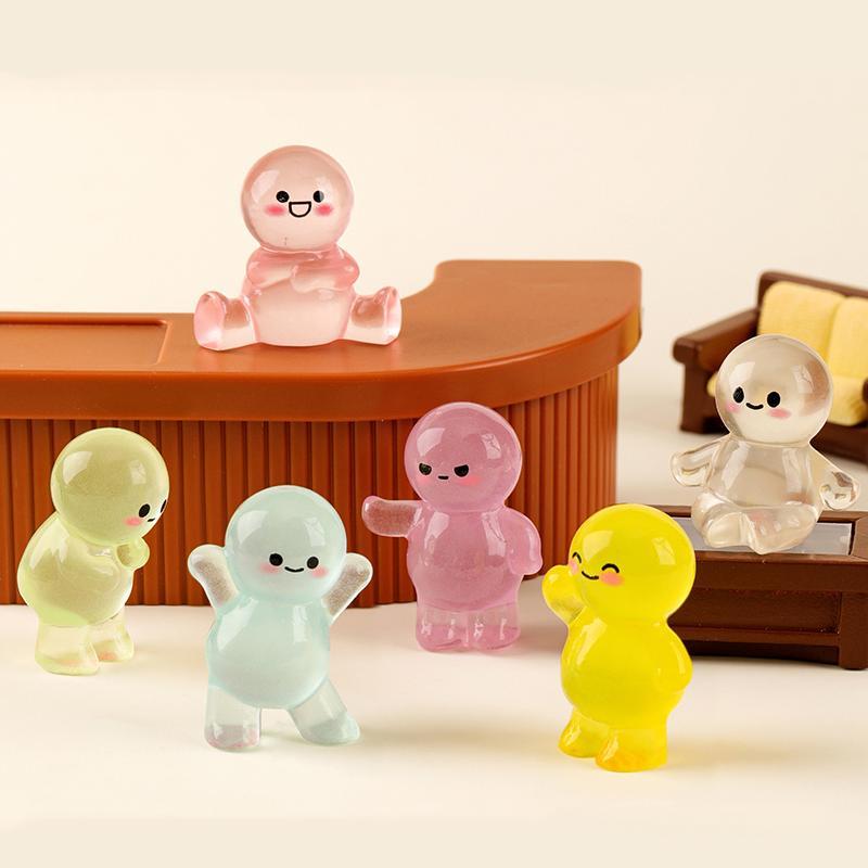 Resin Glow in The Dark Miniature Figurine, Creative Cartoon Cute Ornaments, DIY Decoration Set for Home Office Desktop