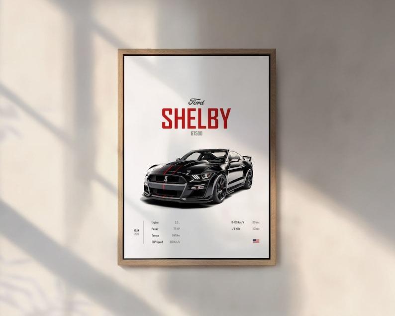 Shelby Ford GT500 Muscle Car Poster Digital USA car Prints Wall Kids Boys Husband Room Decor Children Home Office Nursery Gift Friend Ornaments Decoration