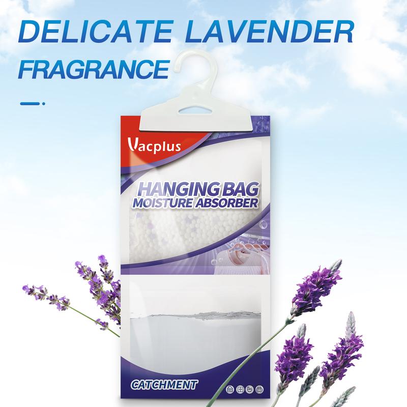 Vacplus Moisture Absorbers, Hanging Closet Dehumidifier Bags, Humidity Packs, Desiccant, Closet Dehumidifiers and Odor Eliminator with Lavender Fragrance for Fresher Air, 10 Pack, 9.8OZ