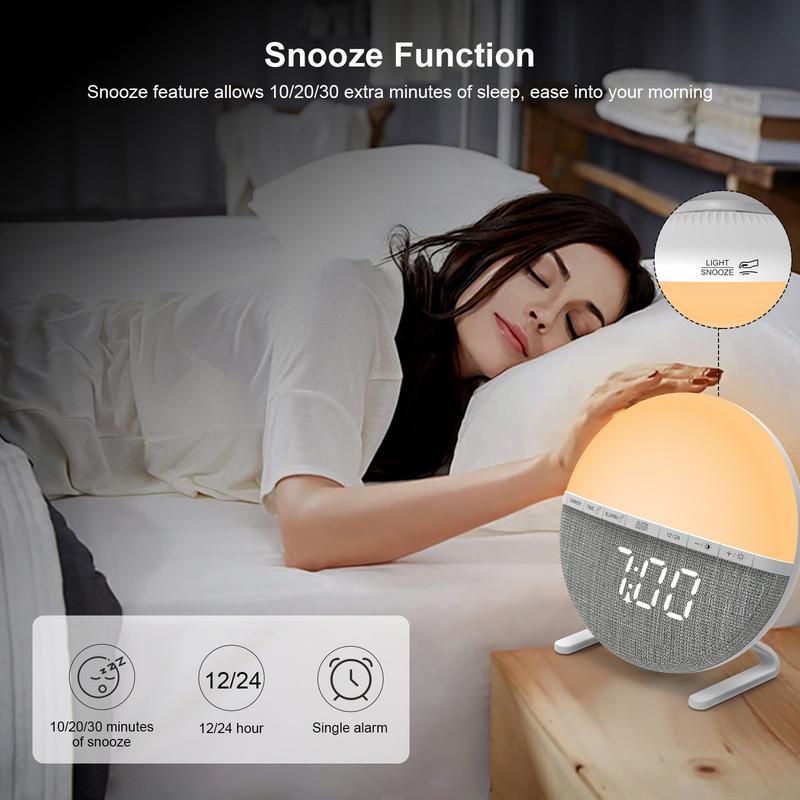 Sunrise Alarm Clock,1 Count Digital Clock with Night Light, Modern Design Electronic Clock for Home Office,Home Decoration Modern Silent