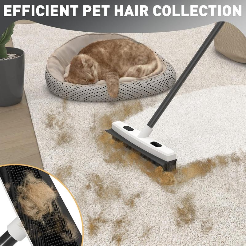 Pet Hair cleaning Broom with Carpet Rake and Squeegee, Fur Remover, Portable Detailing Lint Brush for Fluff Carpet, Window, Tile, Hardwood Floor