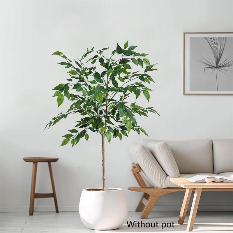 Artificial Ficus Tree Plant, 1 Count Realistic Leaves Faux Plant, Decorative Plant for Home Wedding Hotel Office Party Decoration