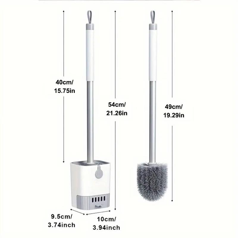 Toilet Brush with Holder Set, 1 Count Wall Mounted Long Handle Toilet Cleaning Brush, Flexible Toilet Cleaning Brush, Bathroom Cleaning Brush