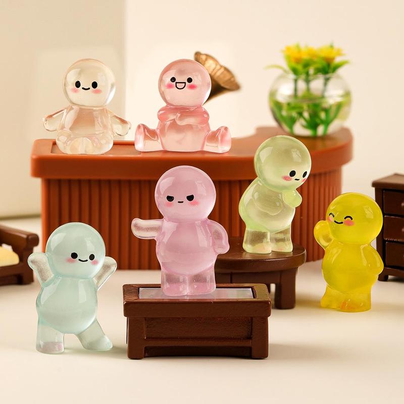 Resin Glow in The Dark Miniature Figurine, Creative Cartoon Cute Ornaments, DIY Decoration Set for Home Office Desktop