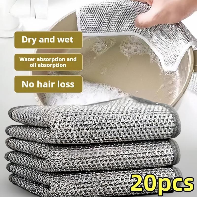 Kitchen Cleaning Cloth, 20pcs Multipurpose Mesh Dish Cloth, Household Cleaning Rag, Cleaning Supplies for Kitchen Bathroom