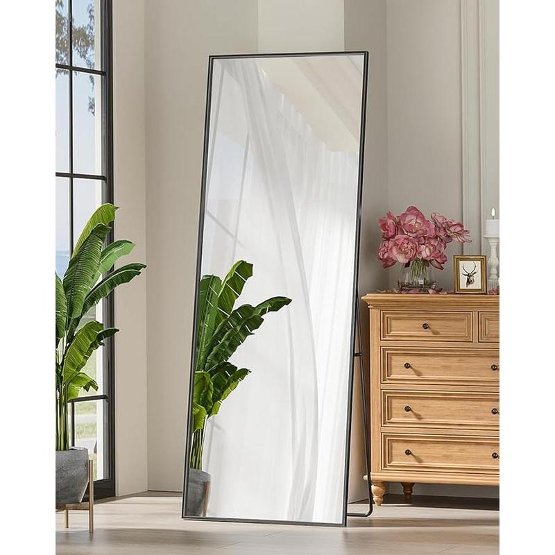 Floor Standing Mirror, Wall Mirror with Stand Aluminum Alloy Thin Frame，Full Length Mirror Wall Mirror 64