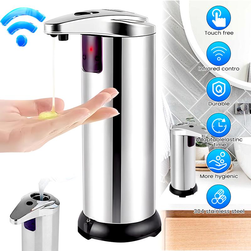 Automatic Liquid Soap Dispenser, Touchless Dish Soap Dispenser with Waterproof Base, 3 Adjustable Soap Volume Hand Soap Dispenser, Infrared Sensor Soap Pump for Kitchen Bathroom Office Hotel