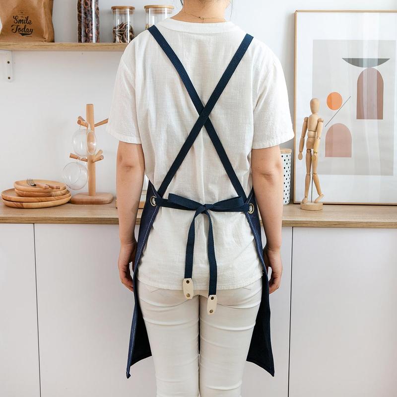 Canvas Apron with Pocket, Adjustable Waist Apron, Kitchen Cooking Apron, Coffee Shop Apron, Work Apron for Men & Women, Home Supplies