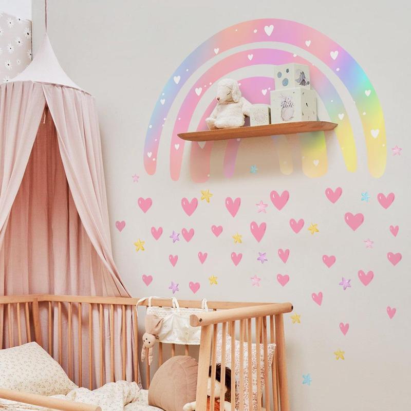 Rainbow & Star & Heart Pattern Wall Sticker, 4 Counts set Self Adhesive Wall Decal, Decorative Sticker for Home Bedroom Living Room