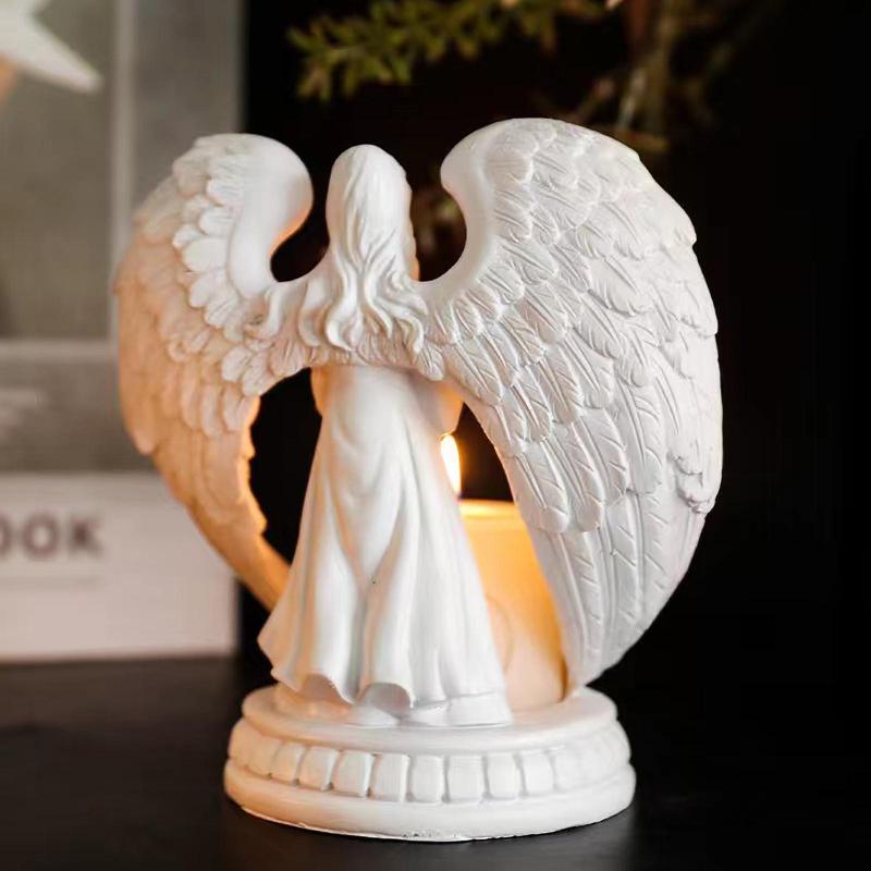 Angel Wings Design Candle Holder without Candle, 1 Count Home Decoration Candlestick, Living Room Bedroom Table Ornaments, Desktop Adornment for Gifts