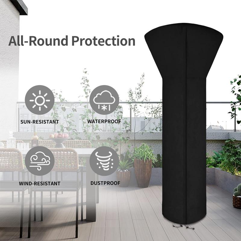 Easy-Going Stand-Up Patio Heater Cover with Zipper and Storage Bag, Waterproof Outdoor Heater Cover Dustproof, UV-Resisant, Wind-Resistant