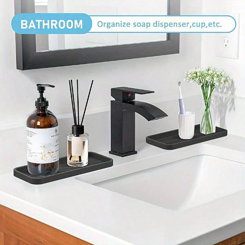 Silicone Sponge Holder, 1 Count Kitchen Soap Holder, Bathroom Accessories for Faucet Drainer & Slide Storage Tray