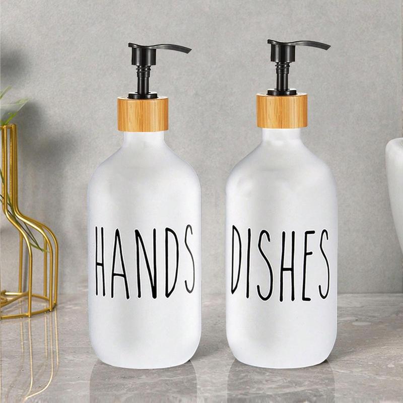 2pcs set Frosted Hand Sanitizer Bottle, Press Type Liquid Dispenser, Empty Bottle for Lotion, Shampoo, Hand Sanitizer, Shower Gel, Christmas Gift, 2024 Home Bundles