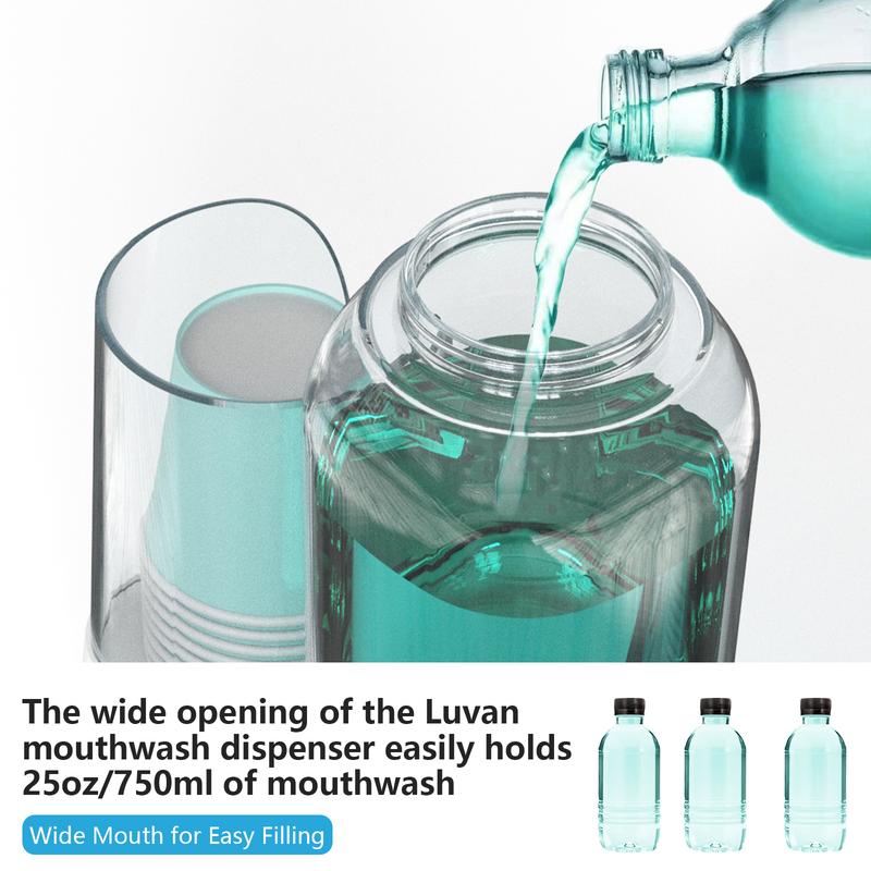 Automatic Mouthwash Dispenser for Bathroom,Bathroom Accessories Dispensers with Cups,Adjustable Dispensing Levels,Suitable for All Age Groups