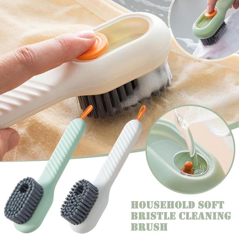 Multifunctional Cleaning Brush, Soft Bristle with Soap Dispenser for Kitchen, Bathroom, and Soft Laundry Silicone Cleaner Shoe Brush Comfortable to Grip.