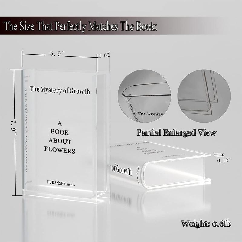 Transparent Book Vase - Cute bookshelf decoration; unique vase for book lovers, decorative art, cultural flavor acrylic vase,