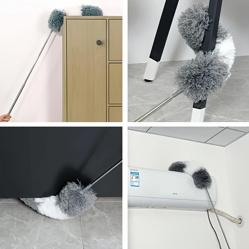 Extendable Microfiber Duster with Retractable Pole, Ceiling Fan Dusting Brush for High Ceilings, Multipurpose Cleaning Duster for Furniture, Cars, and More