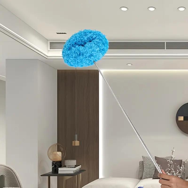 Microfiber Ceiling Fan Duster - Blue, Long-Handled, Dust-Locking, Reusable, And Machine Washable