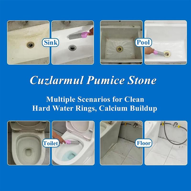 Pumice Toilet Bowl Cleaner with Handle, Scouring Stick for Removing Toilet Bowl Hard Water Rings, Calcium Buildup and Rust, Suitable for Cleaning Toilet, Bathroom