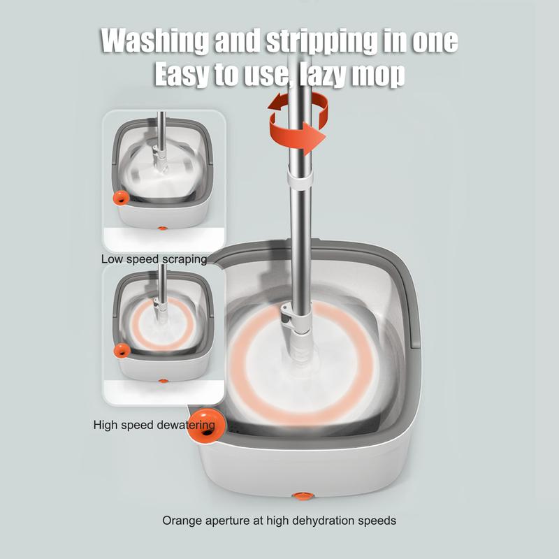 TIKAAATOK Spin Mop and Bucket System with Upgraded Dual Compartment Tank - Includes Thick Washable Microfiber Cleaning Cloth Light