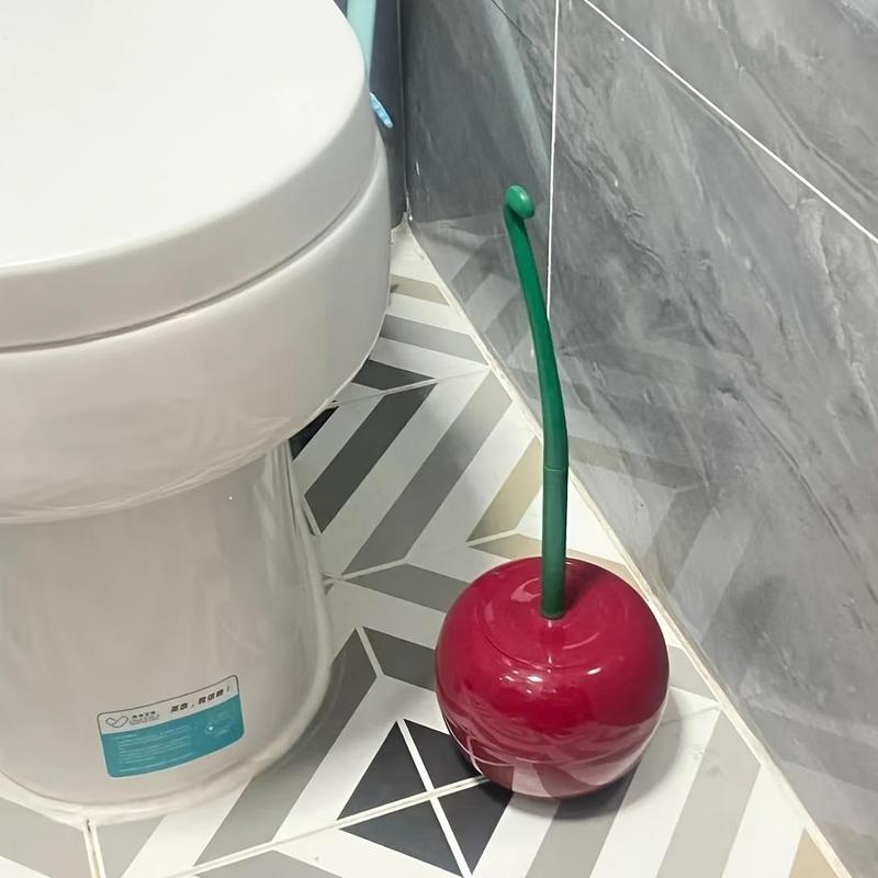 Cherry Shaped Toilet Brush with Holder, Durable Space Saving Bathroom Cleaning Tool, Bathroom Supplies for Home Dormitory Hotel