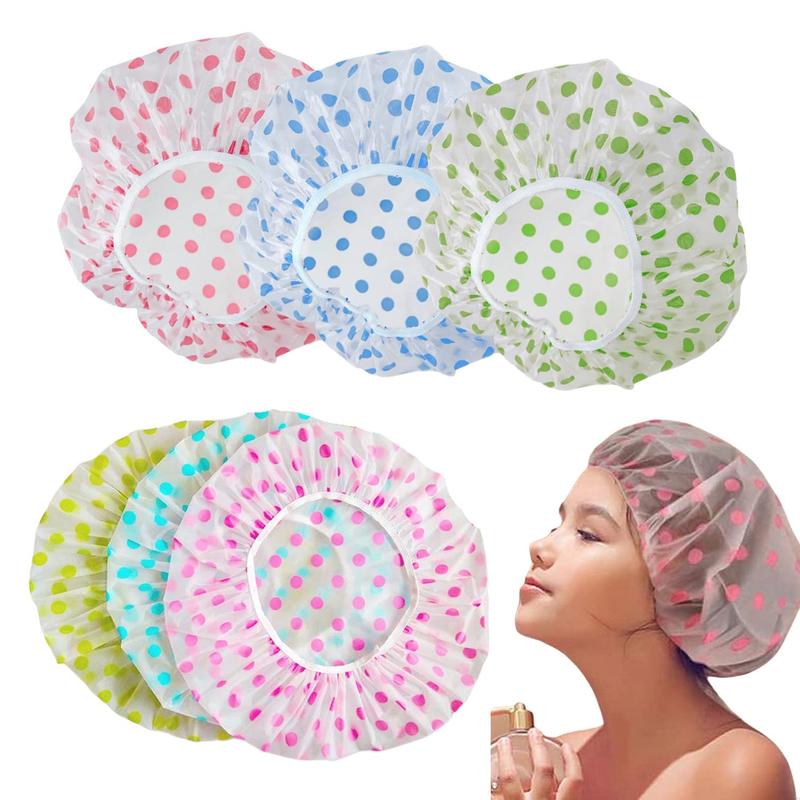 Waterproof Shower Cap, 3 6 9 Counts Reusable Elastic Bathing Cap, Beauty Salon Spa Hair Cap, Heatless Styling Tools for Women & Girls