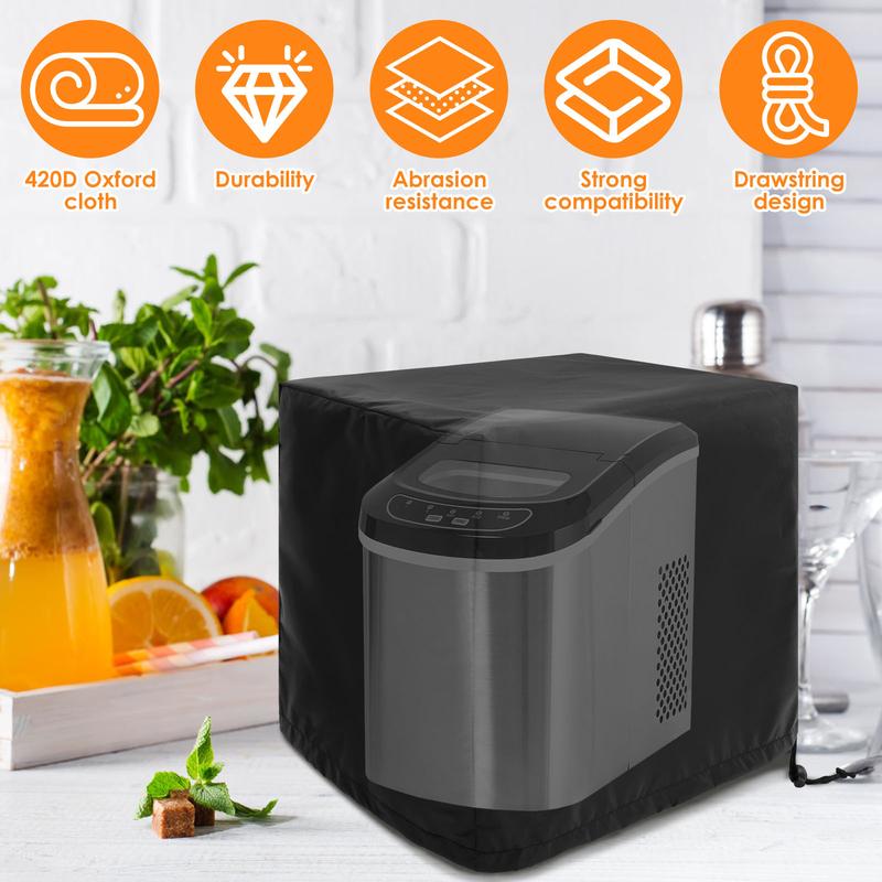 Ice Maker Cover 420D Oxford Cloth Ice Maker Dust Cover Portable Ice Cube Maker Cover Wear Resistant Ice Maker Protector with Drawstring Easy to Use