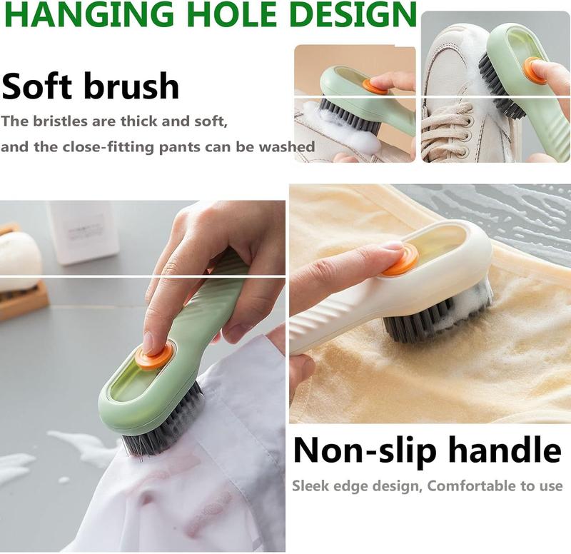 Multifunctional Cleaning Brush, Soft Bristle with Soap Dispenser for Kitchen, Bathroom, and Soft Laundry Silicone Cleaner Shoe Brush Comfortable to Grip.