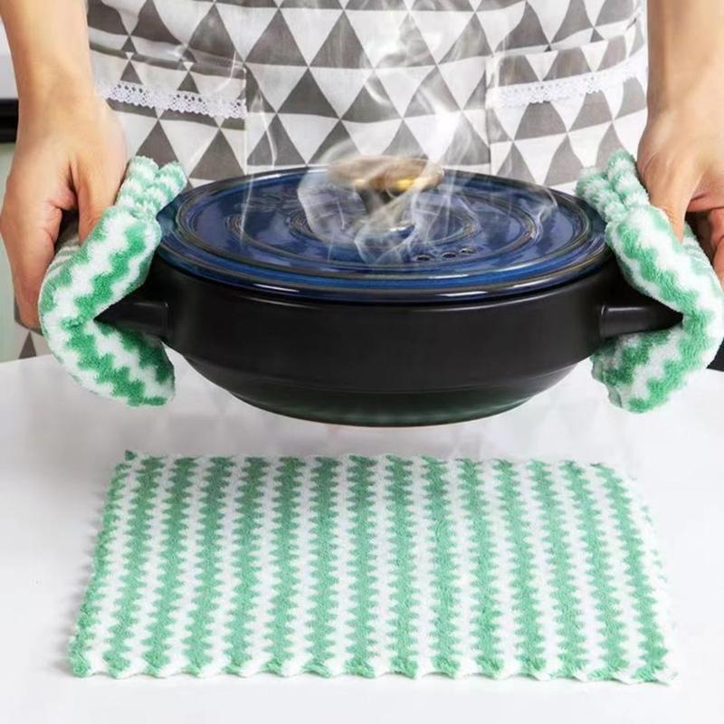 Random Color Dishcloth (5pcs), Water Absorption Dish Cleaning Cloth, Household Cleaning Cloth For Kitchen Bathroom