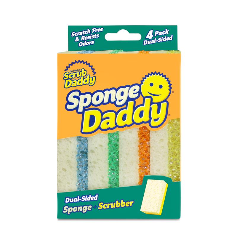 Scrub Daddy Sponge Daddy (4ct) - Dual-Sided, Multipurpose Sponges, FlexTexture & ResoFoam, Pack of 4