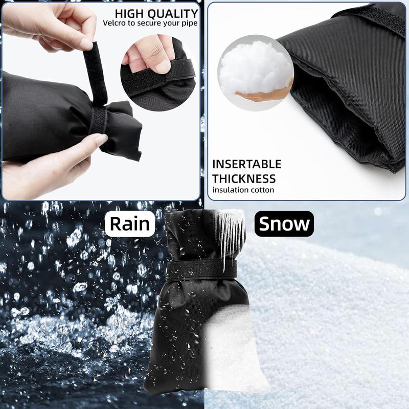 Outdoor Faucet Covers for Winter - Upgrade Thicker Velcro Wall Water Spigot Cover Anti-Freeze, Garden Faucet Socks Sprinkler Valve Insulation Wrap, Hose Bib Protector Spout Insulated Tap Pouch (Black)