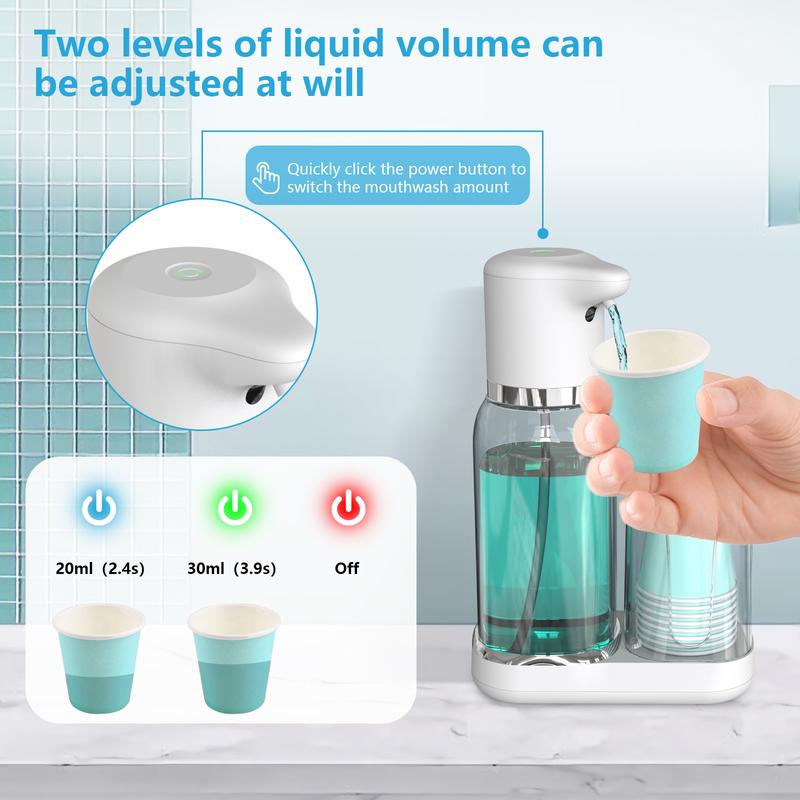 Automatic Mouthwash Dispenser for Bathroom,Bathroom Accessories Dispensers with Cups,Adjustable Dispensing Levels,Suitable for All Age Groups