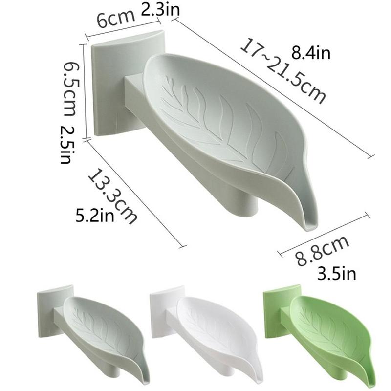 Leaf Shaped Soap Dish, 1 Count Self Draining Soap Bar Holder, Wall Mounted Soap Bar Holder for Shower, Bathroom, Kitchen Sink