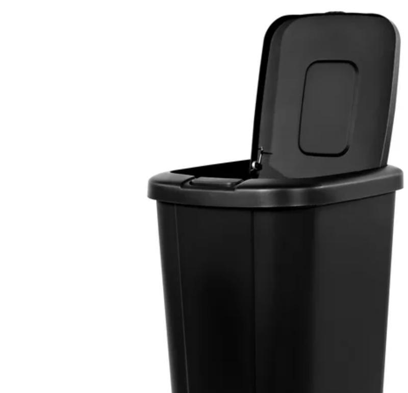 13.3 Gallon Trash Can, Plastic Touch Top Kitchen Trash Can, Black