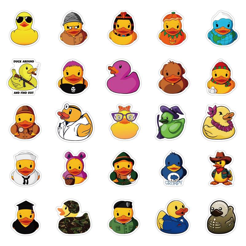 Duck Pattern Sticker, 71pcs set Cute Cartoon Duck Sticker for Christmas Gift, Waterproof Self Adhesive Decor Paper for Gift Greeting Card Water Bottle Laptop Phone