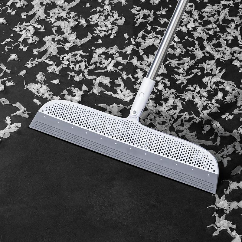 Rubber Broom Squeegee Broom for Floor, 51.77'' Long Handle Multifunction Scraping Silicone Broom Floor Sweeper, Pet Hair Remover Magic Broom for Carpets, Window, Mirrors, Rugs, Hardwood, Tile Cleaning