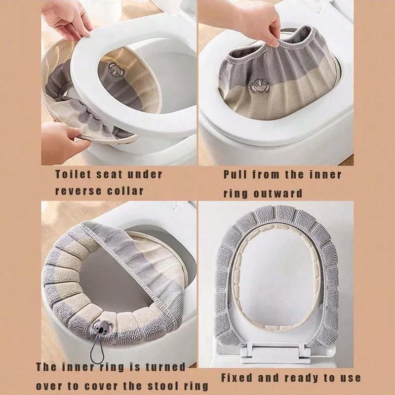 Soft Thicker Warmer Stretchable Toilet Seat Cover for Bathroom - Washable Cushion Mat Pad