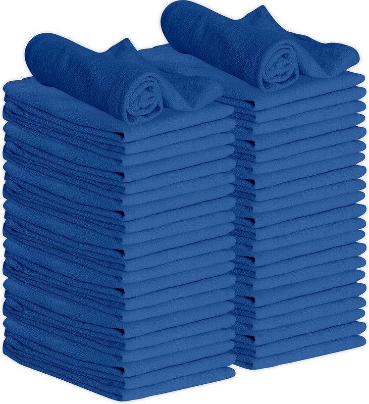 100 Pack 12x14 Blue Shop Towel  Cotton, Super Absorbent and Durable for Car, Reusable