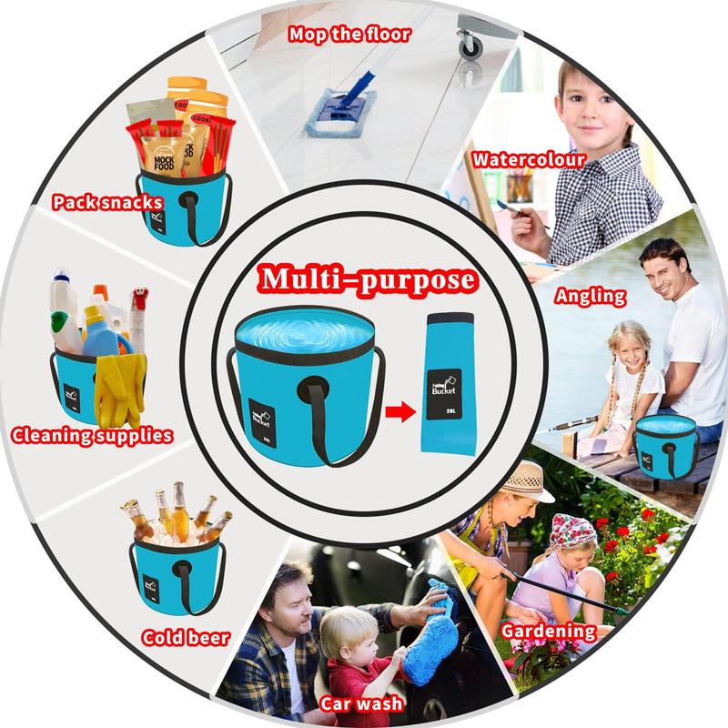 Collapsible Bucket, 1 2 Counts Portable Foldable Bucket with Handle & Storage Bag, Wash Basin for Fishing Car Washing Camping Hiking