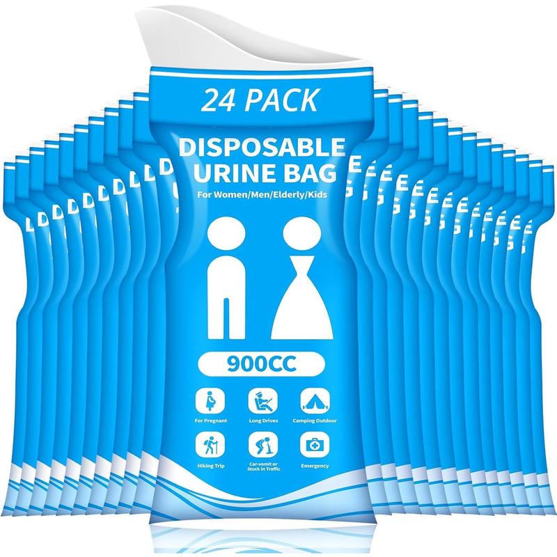 Disposable Urine Bag Travel - 900ML Portable Pee Bags Women Men 24 PCS Emergency Vomit Bags Unisex Urinal Toilet Bag Camping, Road Trip,Traffic Jams, Pregnant, Kids, Patient