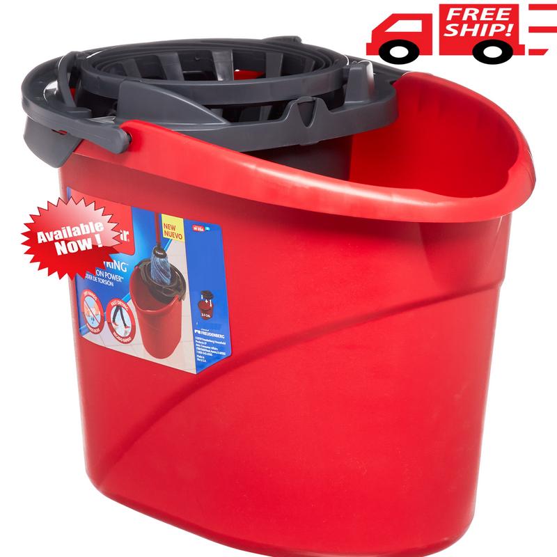 O.C.e.d..a..r QuickWring Bucket, 2.5 Gallon Mop Bucket with Wringer, Red; MOP & BUCKETS; MOP; CLEAN THE ROOM; HOUSEHOLD;....