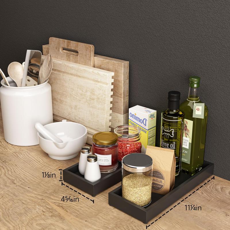 Bathroom Vanity Tray Black Decorative Tray for Counter, 11.2