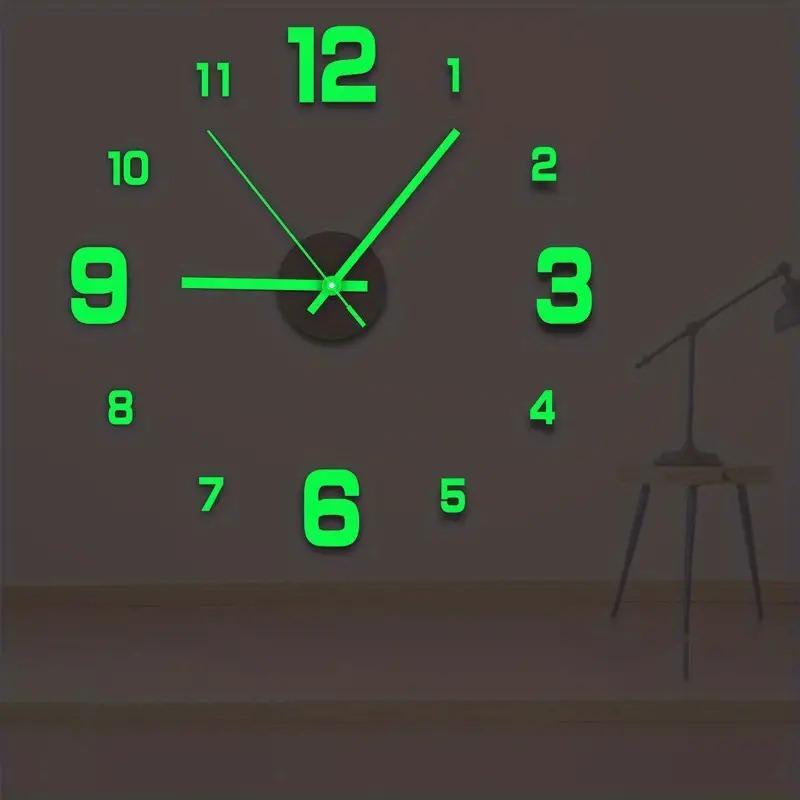 3D Frameless DIY Wall Clock, 1 Count Modern Design Luminous Wall Clock, Wall Decor for Home Living Room Bedroom Office, Batteries Not Included)