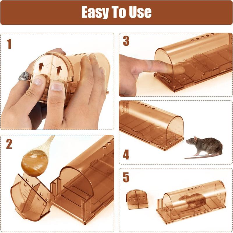 NEW 4Pcs Rodent Animal Mouse Humane Rat Live Trap Cage Mice Rat Bait Brown