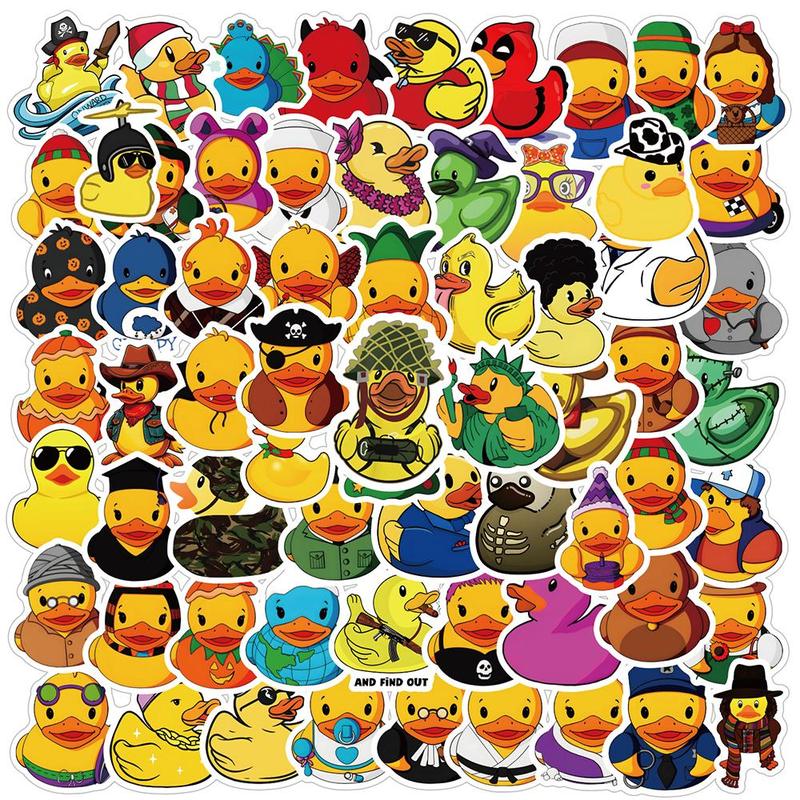 Duck Pattern Sticker, 71pcs set Cute Cartoon Duck Sticker for Christmas Gift, Waterproof Self Adhesive Decor Paper for Gift Greeting Card Water Bottle Laptop Phone